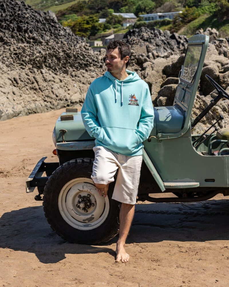Annaxa Men’s Turquoise Recycled Popover Hoodie - Image 6