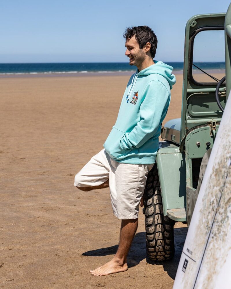 Annaxa Men’s Turquoise Recycled Popover Hoodie - Image 4