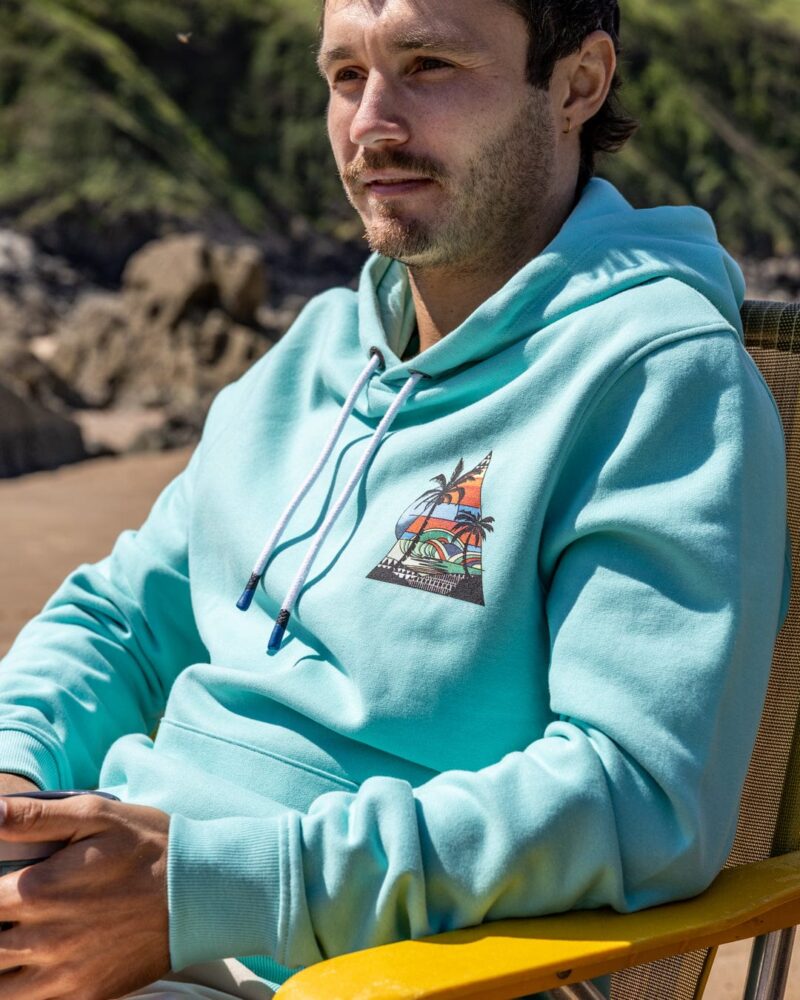 Annaxa Men’s Turquoise Recycled Popover Hoodie - Image 8