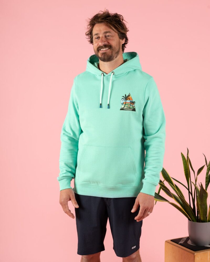 Annaxa Men’s Turquoise Recycled Popover Hoodie - Image 7