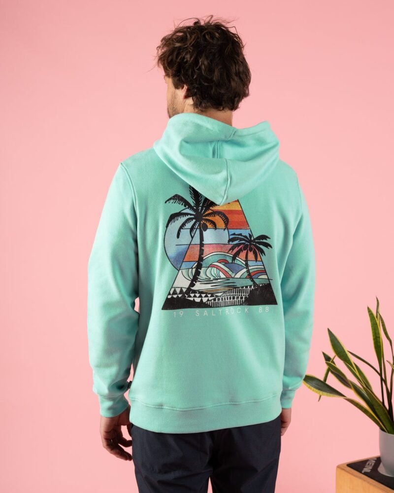 Annaxa Men’s Turquoise Recycled Popover Hoodie - Image 3