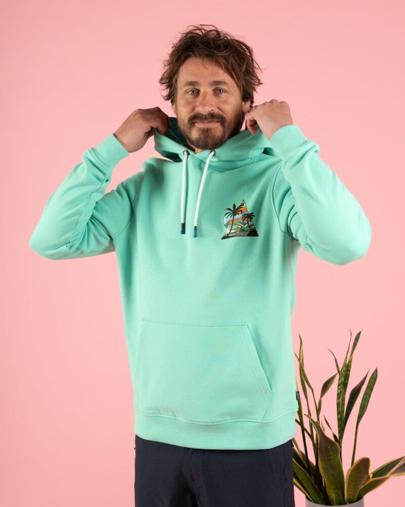 Annaxa Men’s Turquoise Recycled Popover Hoodie - Image 12