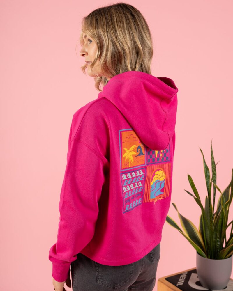 Annaxa Women’s Pink Cropped Hoodie Sweatshirt - Image 4