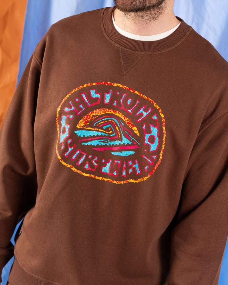 Annaxa Men’s Brown Oversized Wave Print Sweatshirt - Image 4