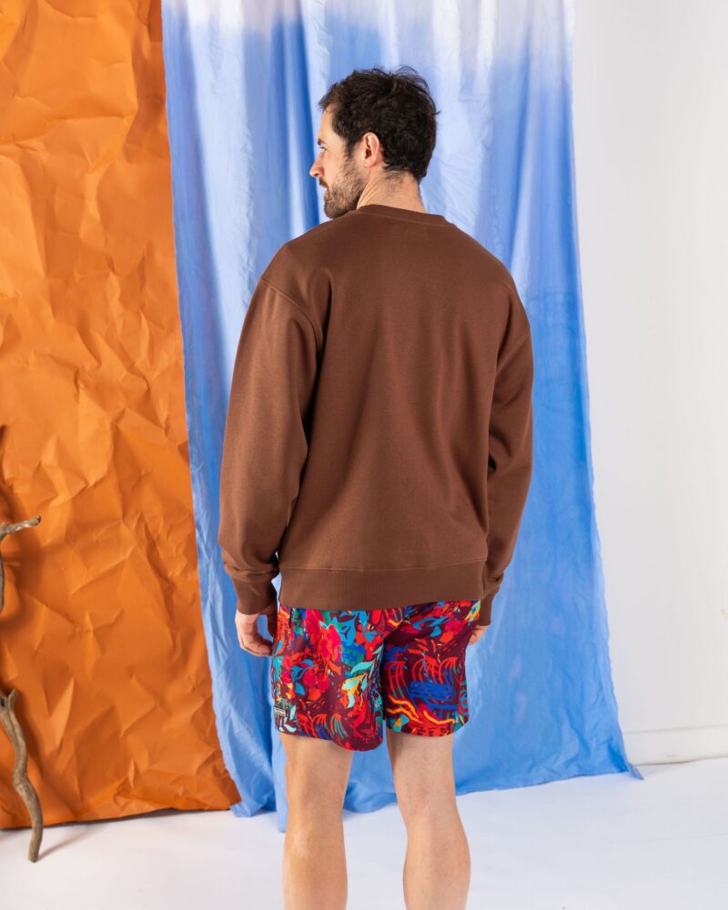 Annaxa Men’s Brown Oversized Wave Print Sweatshirt - Image 7