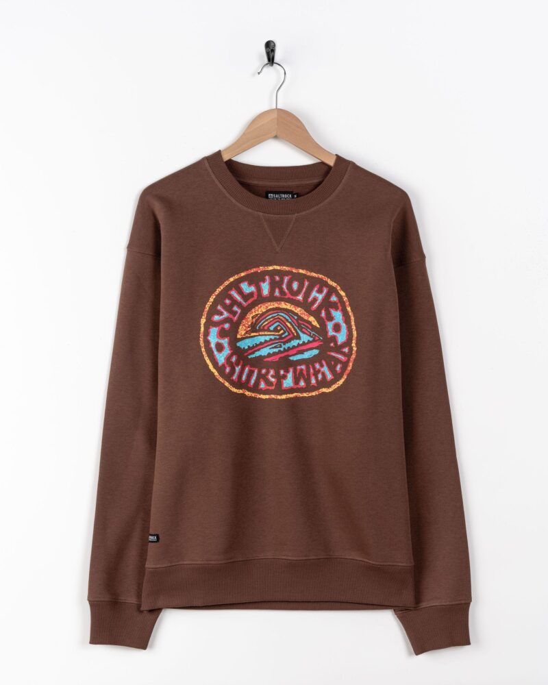Annaxa Men’s Brown Oversized Wave Print Sweatshirt - Image 2