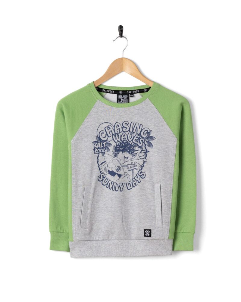 Annaxa Kids’ Grey-Green Recycled Raglan Sweatshirt