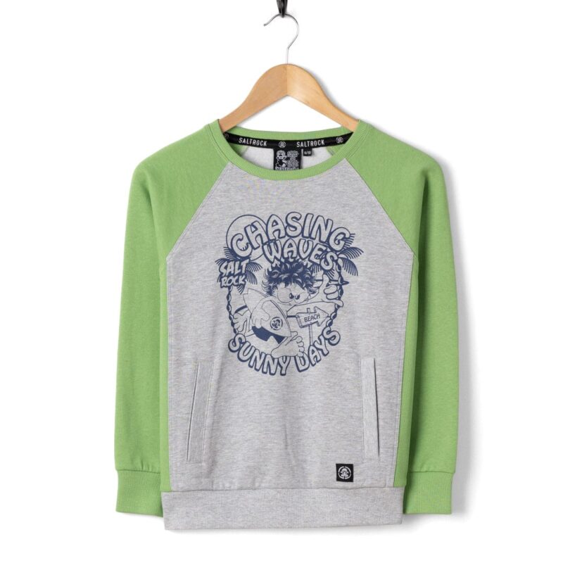 Annaxa Kids’ Grey-Green Recycled Raglan Sweatshirt