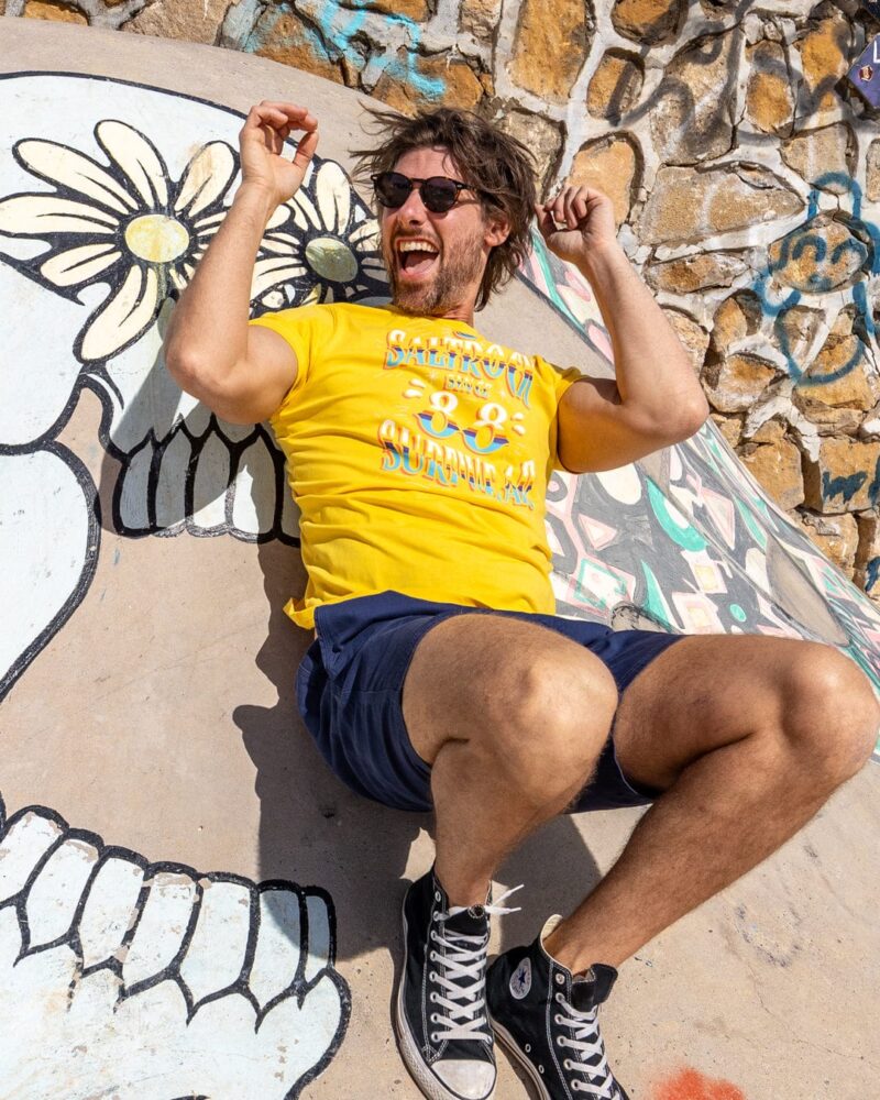 Annaxa Men’s Yellow Graphic Logo Cotton T-Shirt