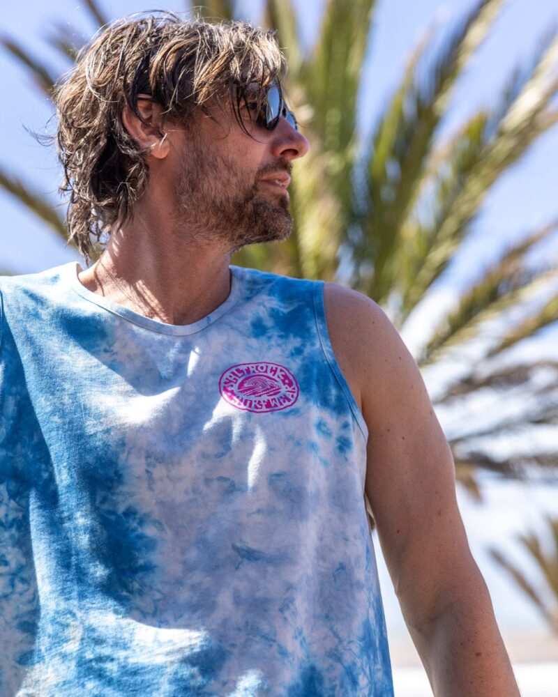 Annaxa Men’s Blue Tie-Dye Sleeveless Summer Vest - Image 2