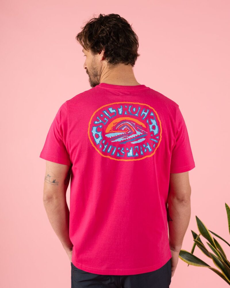 Annaxa Men’s Pink Wave Print Cotton T-Shirt - Image 2