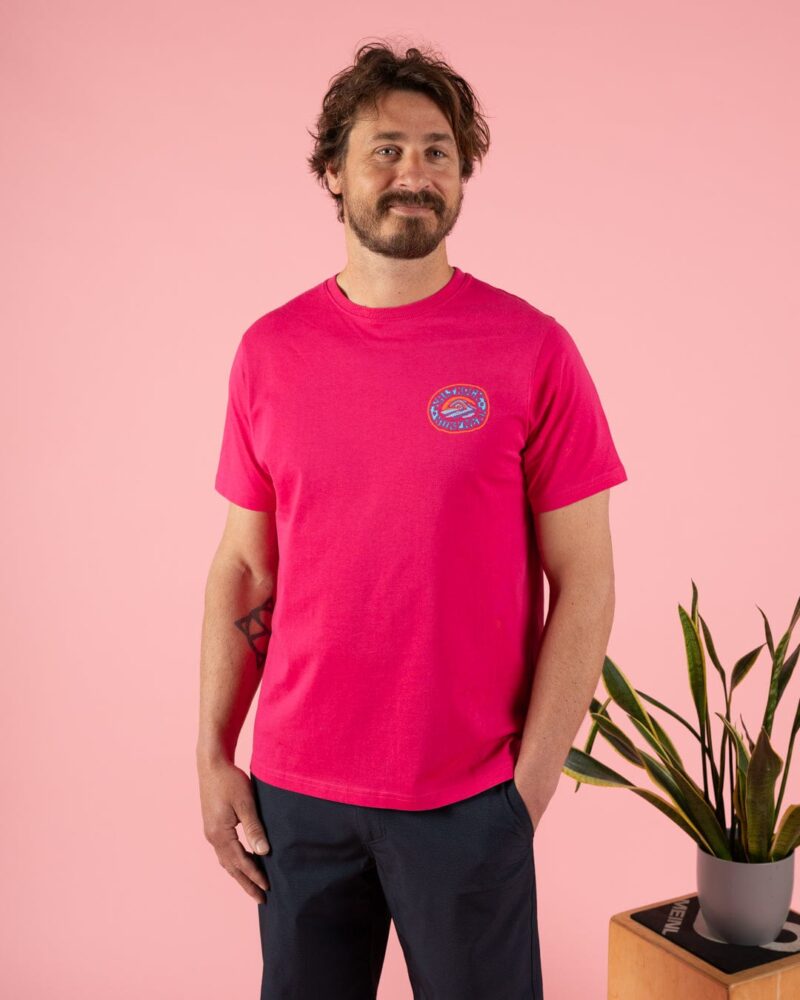 Annaxa Men’s Pink Wave Print Cotton T-Shirt - Image 5