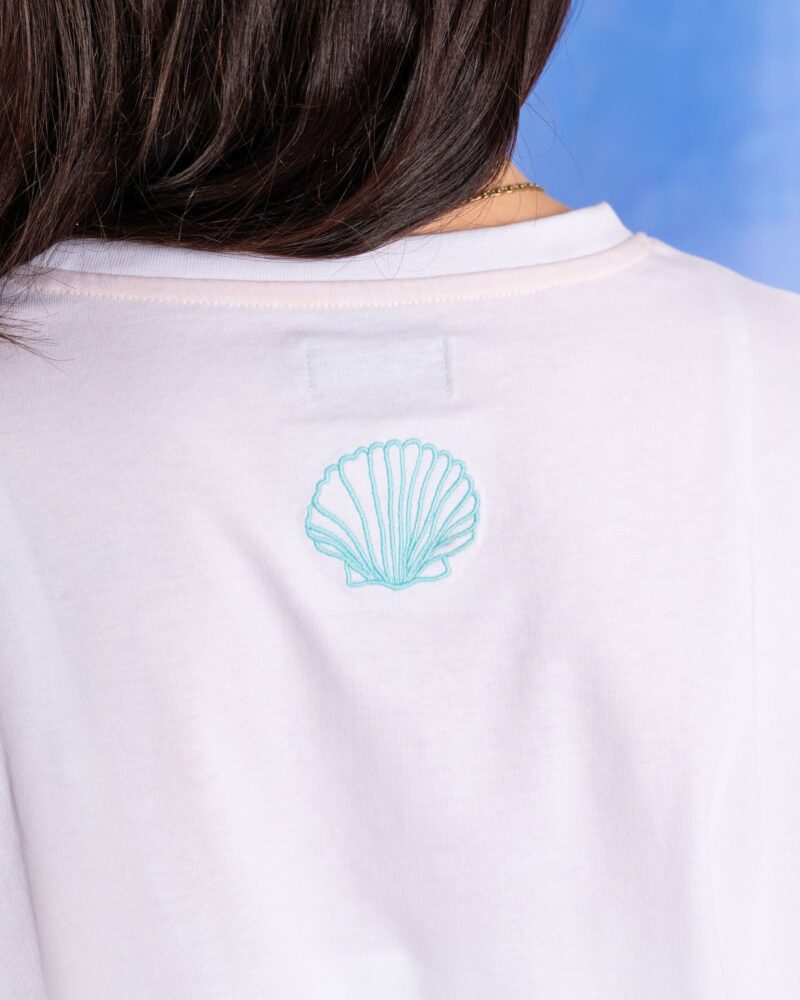 Annaxa Women’s White Boxy Embroidered Cotton T-Shirt - Image 7