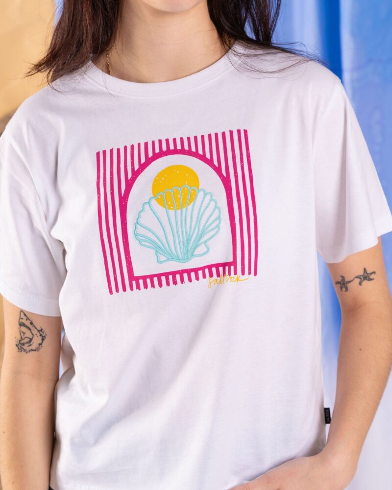 Annaxa Women’s White Boxy Embroidered Cotton T-Shirt
