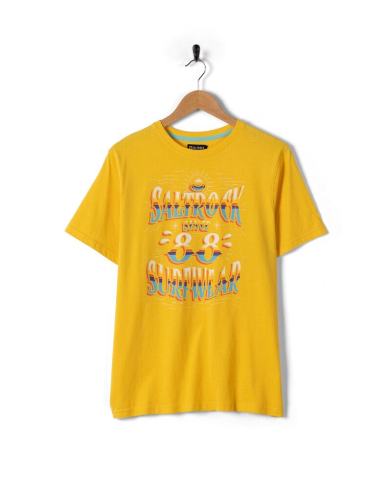 Annaxa Men’s Yellow Graphic Logo Cotton T-Shirt - Image 2