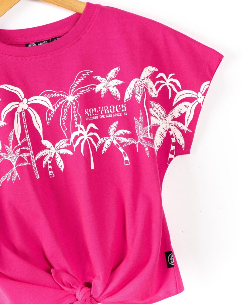 Annaxa Kids’ Pink Front Knot Cotton T-Shirt - Image 2
