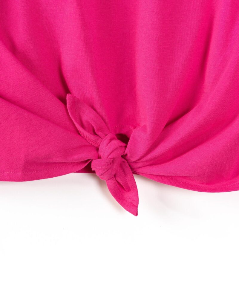 Annaxa Kids’ Pink Front Knot Cotton T-Shirt - Image 3